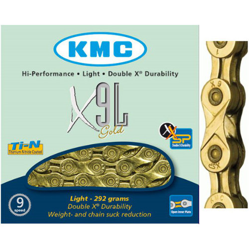 Catena KMC X9L 1/2-11/128 gold 9v. 116 maglie